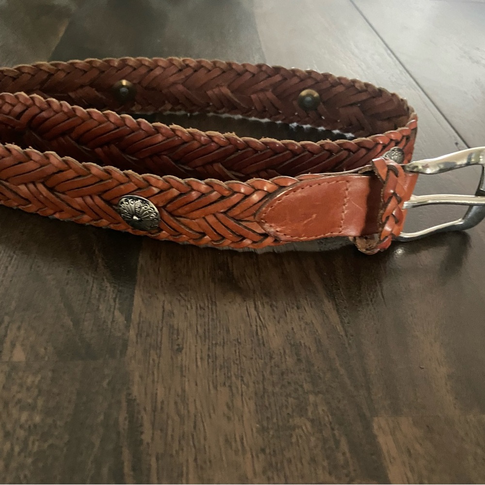Talbots Brown Braided Leather Weatern vintage 90s Belt women's small - Picture 3 of 10
